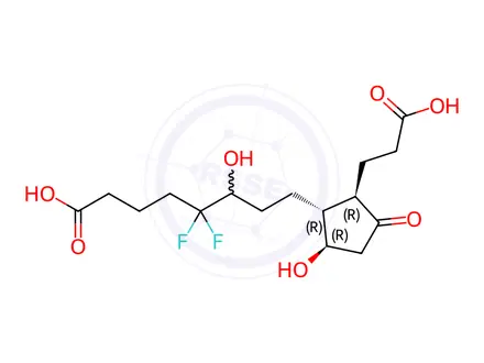 Chemical structure of (7α,11)-Dihydroxy-5-keto-12,12-difluorotetranorprosta-1,16-dioic Acid