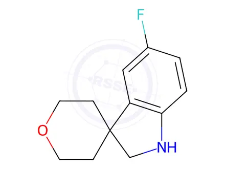 Chemical structure of Spiro[3H-indole-3,4'-[4H]pyran], 5-fluoro-1,2,2',3',5',6'-hexahydro-