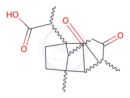 Chemical structure of (1R,7aβ,αR)-Octahydro-α,3aβ,5α-trimethyl-6,8-dioxo-1α,4α-methano-1H-indene-1-acetic acid