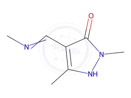 Chemical structure of 3H-Pyrazol-3-one, 2,4-dihydro-2,5-dimethyl-4-[(methylamino)methylene]-