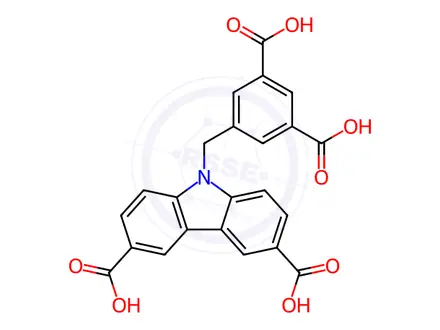 Chemical structure of 9-(3,5-Dicarboxybenzyl)-9H-carbazole-3,6-dicarboxylic acid
