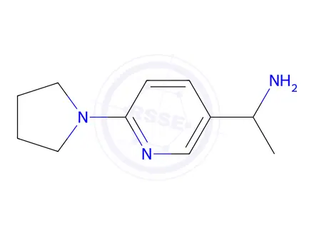 Chemical structure of 1-(6-(Pyrrolidin-1-yl)pyridin-3-yl)ethan-1-amine