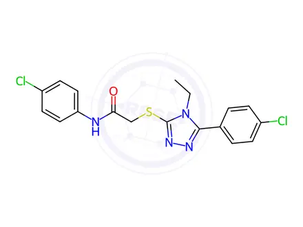 Chemical structure of N-(4-Chlorophenyl)-2-((5-(4-chlorophenyl)-4-ethyl-4H-1,2,4-triazol-3-yl)thio)acetamide