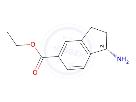 Chemical structure of (S)-ethyl 1-amino-2,3-dihydro-1H-indene-5-carboxylate