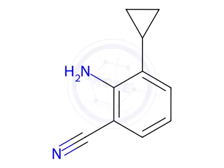 Chemical structure of Benzonitrile, 2-amino-3-cyclopropyl-