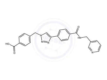 Chemical structure of 4-((4-(4-((Pyridin-3-ylmethyl)carbamoyl)phenyl)-1H-1,2,3-triazol-1-yl)methyl)benzoic acid