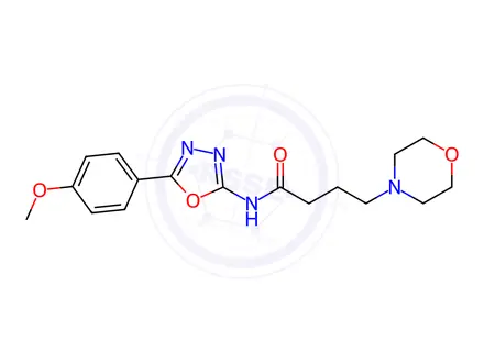 Chemical structure of N-(5-(4-Methoxyphenyl)-1,3,4-oxadiazol-2-yl)-4-morpholinobutanamide