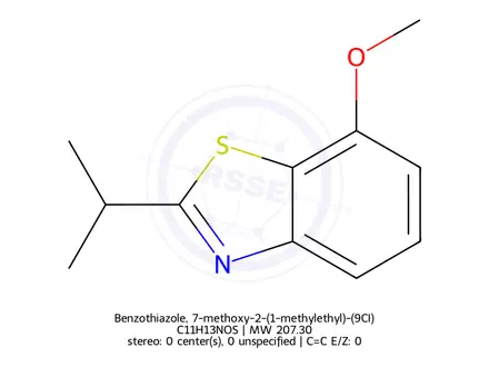 Chemical structure of Benzothiazole, 7-methoxy-2-(1-methylethyl)-(9CI)