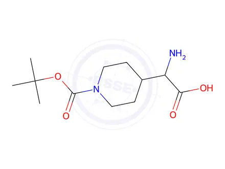 Chemical structure of 2-amino-2-(1-(tert-butoxycarbonyl)piperidin-4-yl)aceticacid