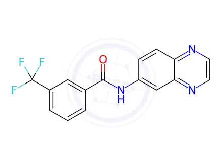 Chemical structure of N-(quinoxalin-6-yl)-3-(trifluoromethyl)benzamide