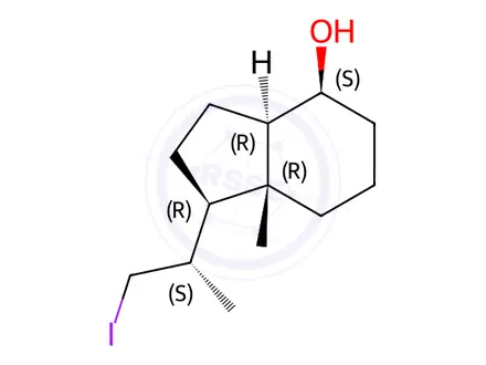 Chemical structure of (1R,3aR,4S,7aR)-Octahydro-1-[(1S)-2-iodo-1-methylethyl]-7a-methyl-1H-inden-4-ol