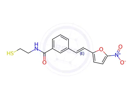 Chemical structure of N-(2-Mercaptoethyl)-3-(2-(5-nitrofuran-2-yl)vinyl)benzamide