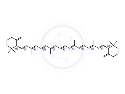 Chemical structure of (6S,6'S)-5,5',18,18'-Tetradehydro-5,5',6,6'-tetrahydro-β,β-carotene