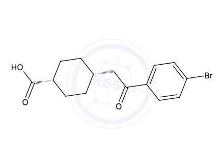 Chemical structure of cis-4-[2-(4-Bromophenyl)-2-oxoethyl]-cyclohexane-1-carboxylic acid