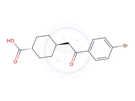 Chemical structure of trans-4-(2-(4-Bromophenyl)-2-oxoethyl)cyclohexanecarboxylic acid