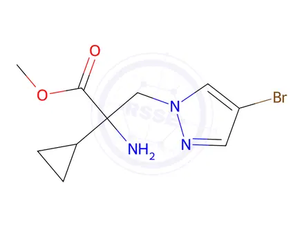 Chemical structure of Methyl 2-amino-3-(4-bromo-1h-pyrazol-1-yl)-2-cyclopropylpropanoate