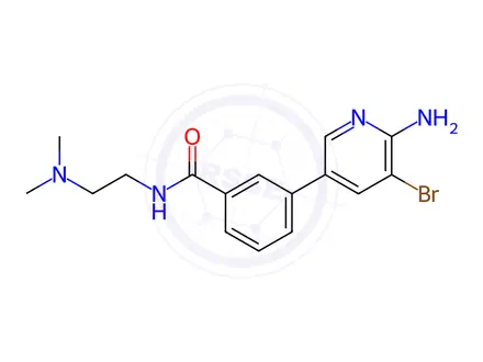 Chemical structure of Benzamide, 3-(6-amino-5-bromo-3-pyridinyl)-N-[2-(dimethylamino)ethyl]-