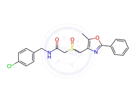 Chemical structure of Acetamide, N-[(4-chlorophenyl)methyl]-2-[[(5-methyl-2-phenyl-4-oxazolyl)methyl]sulfinyl]-