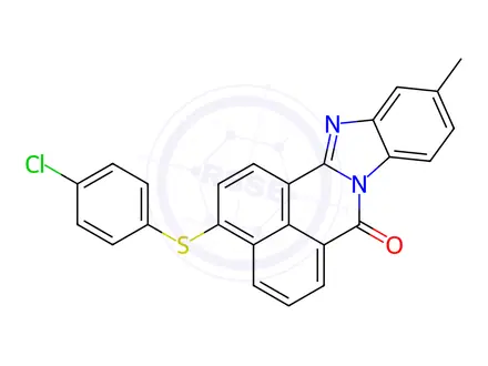 Chemical structure of 3(or 4)-[(4-chlorophenyl)thio]-11-methyl-7H-benzimidazo[2,1-a]benz[de]isoquinolin-7-one