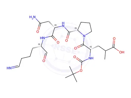 Chemical structure of butyloxycarbonyl-cyclo(glutamyl-prolyl-asparaginyl-lysyl) methyl ester