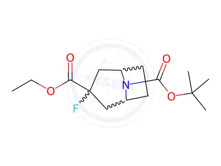 Chemical structure of O8-tert-butyl O3-ethyl 3-fluoro-8-azabicyclo[3.2.1]octane-3,8-dicarboxylate