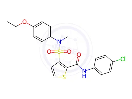 Chemical structure of N-(4-chlorophenyl)-3-[(4-ethoxyphenyl)-methylsulfamoyl]thiophene-2-carboxamide