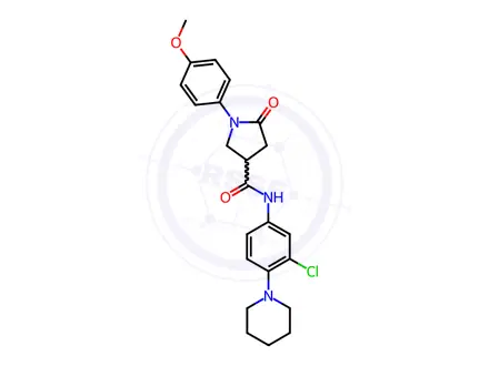 Chemical structure of N-(3-chloro-4-piperidin-1-ylphenyl)-1-(4-methoxyphenyl)-5-oxopyrrolidine-3-carboxamide
