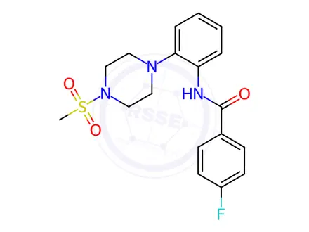Chemical structure of 4-Fluoro-N-(2-(4-(methylsulfonyl)piperazin-1-yl)phenyl)benzamide