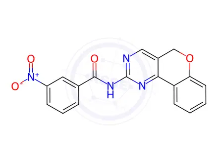 Chemical structure of N-(5H-chromeno[4,3-d]pyrimidin-2-yl)-3-nitrobenzamide