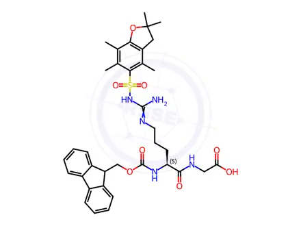 Chemical structure of Fmoc-Arg(Pbf)-Gly-OH