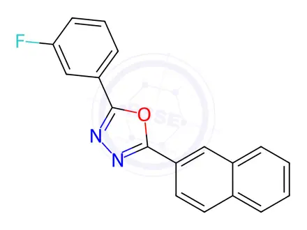 Chemical structure of 2-(3-fluorophenyl)-5-(2-naphthyl)-1,3,4-oxadiazole