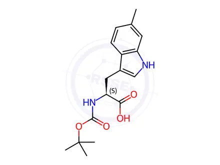 Chemical structure of L-Tryptophan, N-[(1,1-dimethylethoxy)carbonyl]-6-methyl-