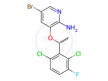 Chemical structure of 5-Bromo-3-(1-(2,6-dichloro-3-fluorophenyl)ethoxy)pyridin-2-amine