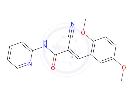Chemical structure of (2E)-2-Cyano-3-(2,5-dimethoxyphenyl)-N-(pyridin-2-yl)prop-2-enamide