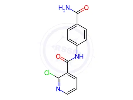Chemical structure of N-(4-aminocarbonylphenyl)-2-chloranyl-pyridine-3-carboxamide