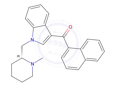 Chemical structure of (R)-(1-((1-Methylpiperidin-2-yl)Methyl)-1H-indol-3-yl)(naphthalen-1-yl)Methanone