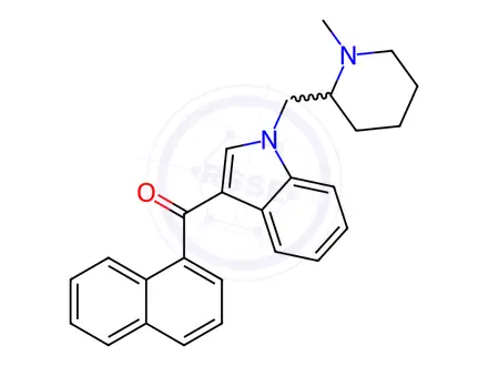Chemical structure of (1-((1-Methylpiperidin-2-yl)methyl)-1H-indol-3-yl)(naphthalen-1-yl)methanone