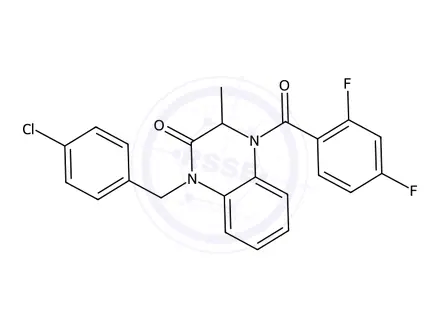 Chemical structure of 1-(4-Chlorobenzyl)-4-(2,4-difluorobenzoyl)-3-methyl-3,4-dihydroquinoxalin-2(1H)-one