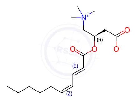 Chemical structure of (2E,4Z)-2,4-Decadienoylcarnitine Solution in Water/Acetonitrile