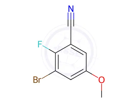 Chemical structure of Benzonitrile, 3-bromo-2-fluoro-5-methoxy-