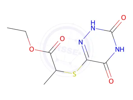 Chemical structure of Ethyl 2-((3,5-dioxo-2,3,4,5-tetrahydro-1,2,4-triazin-6-yl)thio)propanoate
