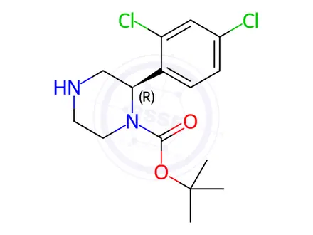 Chemical structure of tert-Butyl (R)-2-(2,4-dichlorophenyl)piperazine-1-carboxylate
