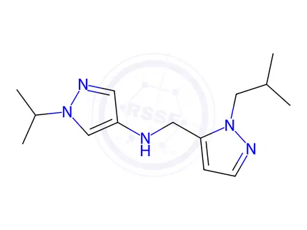 Chemical structure of N-[(1-isobutyl-1H-pyrazol-5-yl)methyl]-1-isopropyl-1H-pyrazol-4-amine