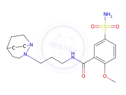 Chemical structure of N-[3-[1,2-Diazabicyclo[3.2.2]nonan-2-yl]propyl]-2-methoxy-5-sulfamoylbenzamide