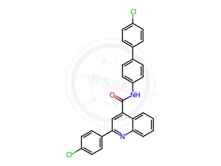 Chemical structure of N-(4'-Chloro-[1,1'-biphenyl]-4-yl)-2-(4-chlorophenyl)quinoline-4-carboxamide