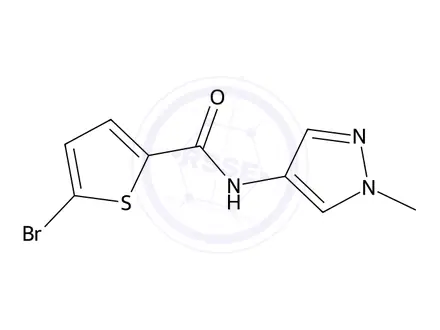 Chemical structure of 5-Bromo-N-(1-methyl-1H-pyrazol-4-yl)thiophene-2-carboxamide