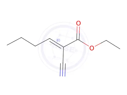 Chemical structure of ethyl 2-cyanohex-2-enoate