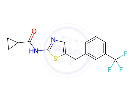 Chemical structure of N-(5-(3-(Trifluoromethyl)benzyl)thiazol-2-yl)cyclopropanecarboxamide