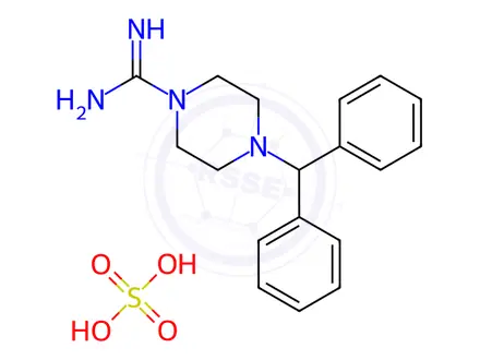 Chemical structure of 4-(Diphenylmethyl)piperazine-1-carboximidamide sulfate