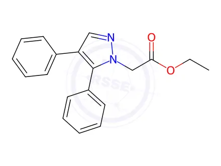 Chemical structure of 4,5-diphenyl-1-(ethoxyÂcarbonylÂmethylÂ)-pyrazole
